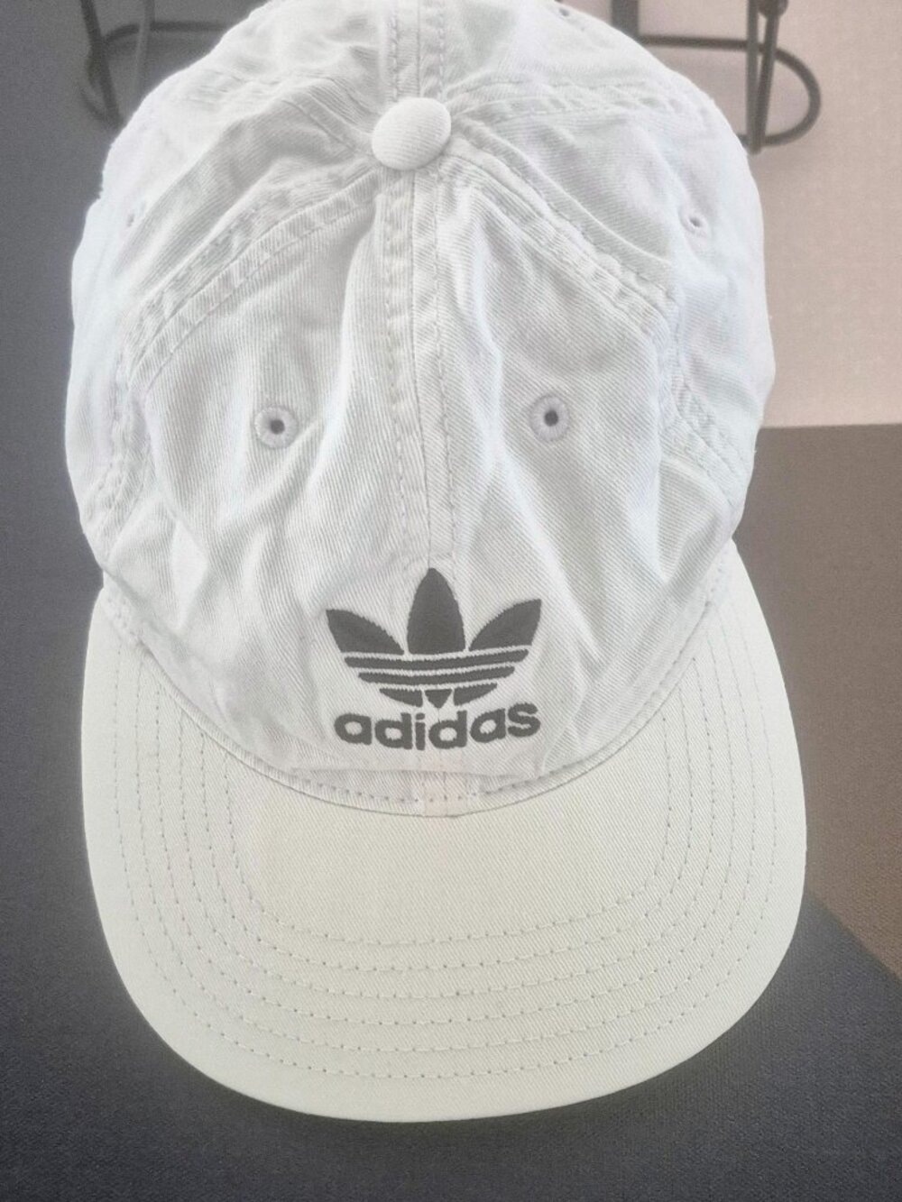 Adidas Baseball Hat Cap, White w/ Black Logo, One Size, Adjustable